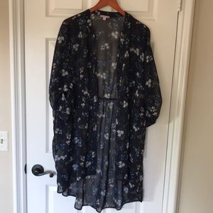 Sheer Mauve Brand Floral Button Up Tunic